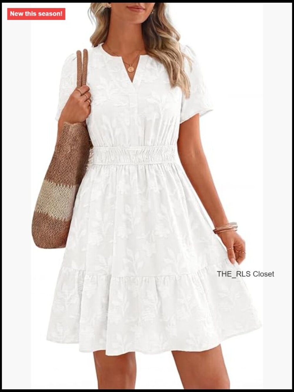 Polyester Mini Dress With Pockets, V-Neck, Elastic Waist, Summer Casual